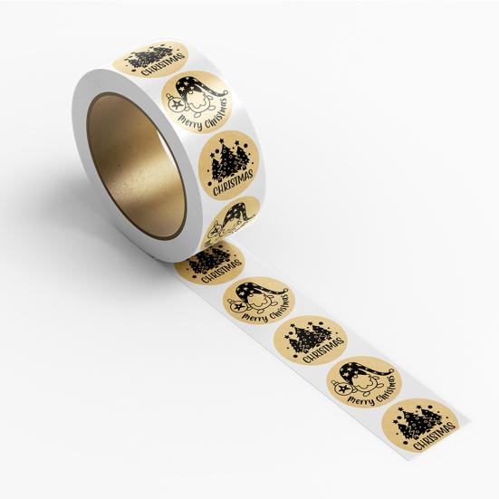 1 рулон рождественской клейкой клейкой темы, этикетка для печати, самостоятельная прочная, насыщенная, цветная подарочная коробка «сделай сам»