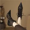 Fashion Pointed Toe Stiletto Ladies High Heels Autumn and Winter Color-blocking Zebra Black Fashion Boots Side Zipper Sexy Women's Boots