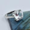 Round Shape Gemstone 23.45 Carat Silver Ring White Color Sapphire Ring Size 8.5 AR-3126-Sa
