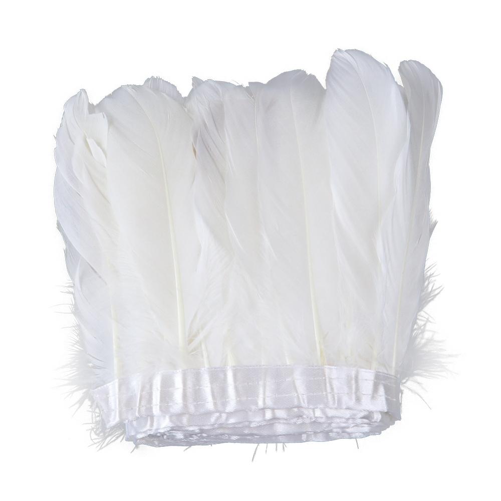 2M/5M/10M White Real Goose Feather Trims Width 15-20cm Goose Feather Ribbon Dyed Clothes Party DIY Craft Dress Sewing Accessory