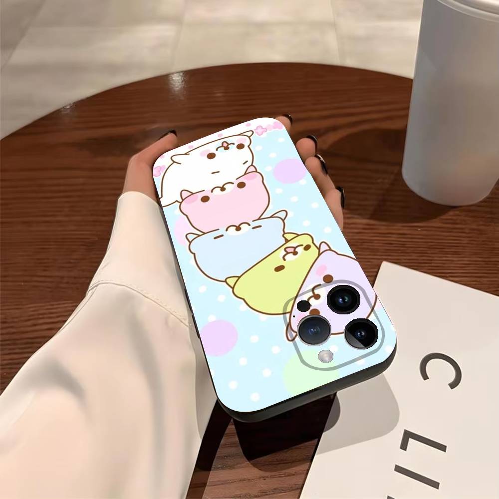 Милый Чехол для Телефона с Печатью M-Mamegoma для iPhone 17,16,15,14,13,12,11,Pro,X,Xs,MAX,Plus, Мягкий ТПУ, Приятный для Кожи Чехол