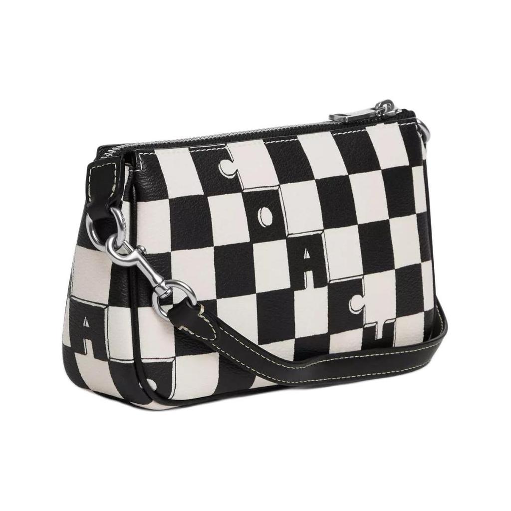 COACH Nolita Coated Canvas And Recycled Leather Shoulder Bag, Handbag Small Women's Black CR394-SVA16