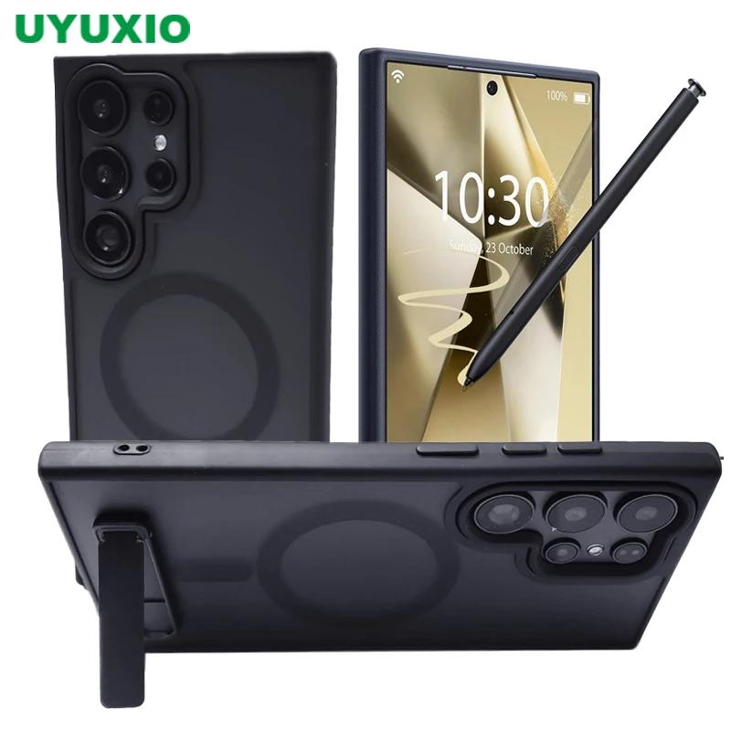 Магнитный чехол для мобильного телефона UYUXIO с подставкой для Samsung Galaxy S26 S25 S24 S23 Ultra FE S22 Plus A16 A55 A56 Чехлы-подставки