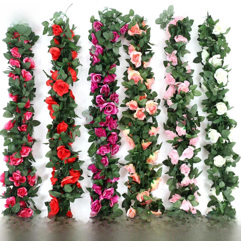Artificial Rose Vine for Living Room Decoration, Air Duct Cover, Plastic Flower Garland