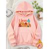 Women's Casual Fleece-Lined Hoodie with Autumn Pumpkin & Maple Leaf Print - Cozy Thanksgiving Top