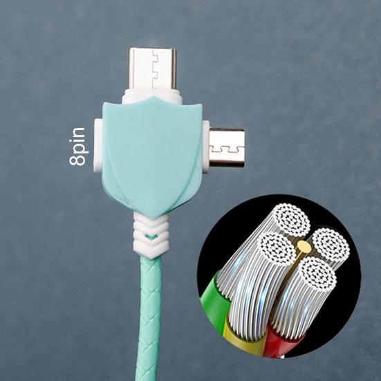 Data Cable 3-in-1 2.1A 8Pin Type-C Fast Charge Micro USB Phone Charging Cord