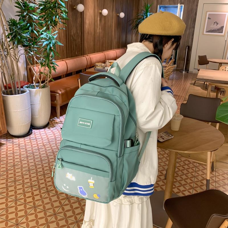 Студенческий школьный женский однотонный рюкзак большой емкости