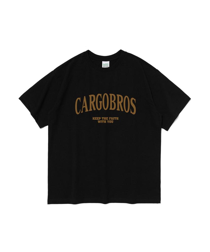CARGOBROS Футболка оверсайз с коротким рукавом и логотипом-аркой (черный)