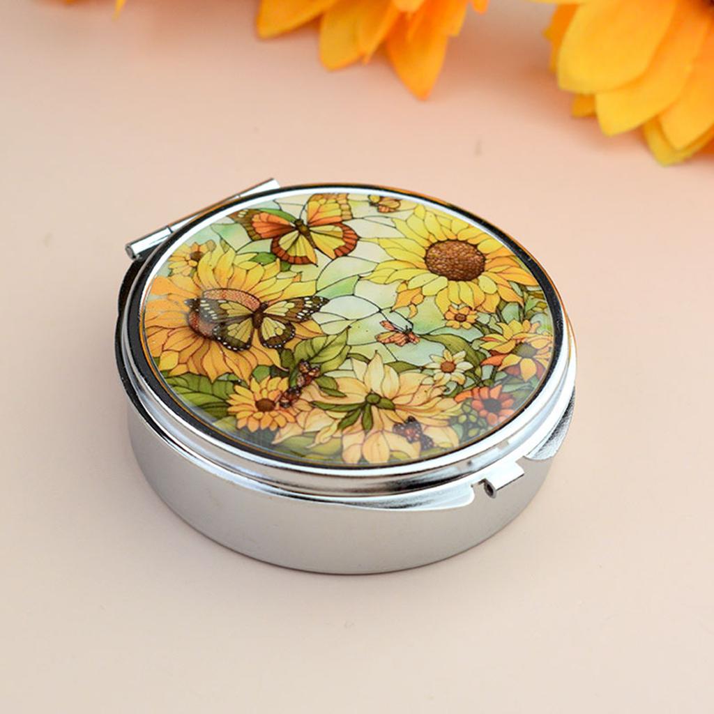 Portable Metal Jewelry Organiser With Mirror And Secure Closure For Travel Medicine Storage Container with Compartment