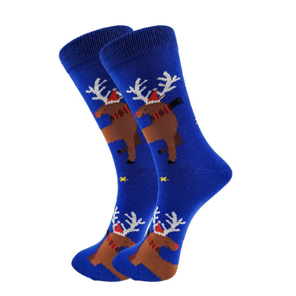Рождественские подарки Гольфы до середины икры Лось Рождественский мультяшный Хлопковые Модные носки