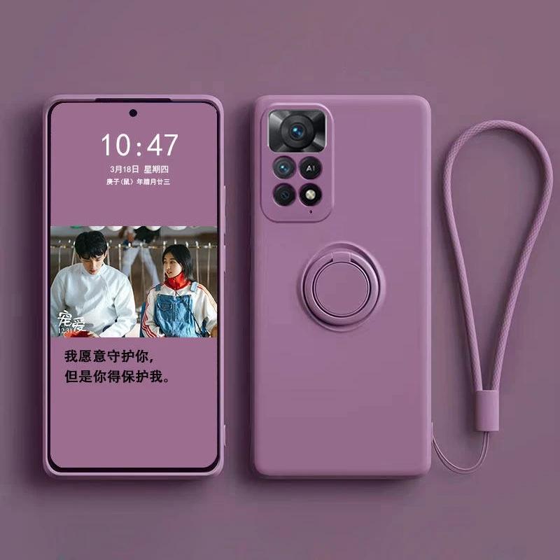 Жидкий силиконовый магнитный чехол-держатель для кольца для Xiaomi Redmi Note 12 11 10 9 Pro 11S 10S Mi 12X 11T Poco X4 Pro X3 Mi 13 Pro Cover