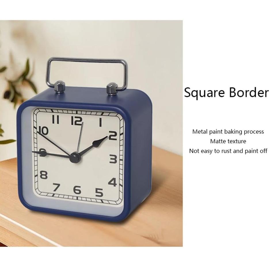 3,5-дюймовый винтажный аналоговый бесшумный будильник с функцией повтора сигнала, не тикающий, небольшой квадратный прикроватный будильник для стола, гостиной
