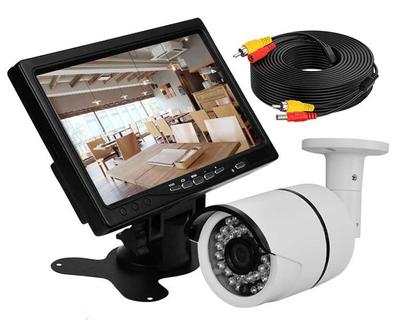 Камера безопасности TKS Security Monitor с инфракрасным видео входом VGA 20 м, адаптером питания, камерой, комплектом, светодиодом, кабелем, 7-дюймовым монитором, в комплекте,