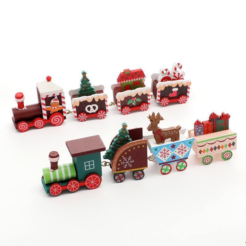 Christmas Decorations Wooden Small Train Children Kindergarten GiftTrain Desktop Decoration Ornaments Christmas Children Gifts