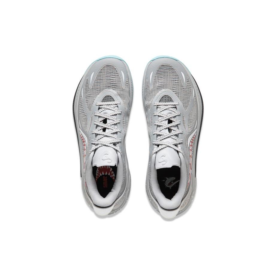 Баскетбольные кроссовки Li Ning Sonic 12 Big White Shark легкие, устойчивые, нескользящие, износостойкие, с поддержкой отскока, низкие, мужские, серо-красные ABAU019-6