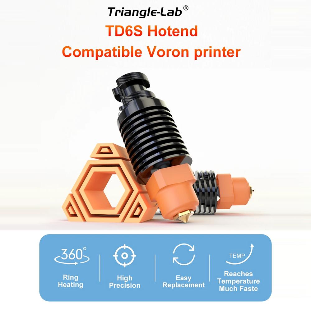 Комплект Trianglelab TD6S Hotend с керамическим нагревательным кольцом + сопло V6, совместимое с 3D-принтером Voro