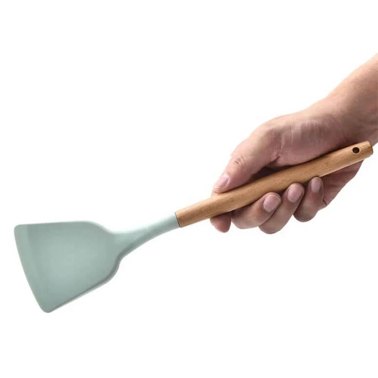 Kitchen Accessories Set Kitchen Utensils 12 Pcs Silicone Bamboo Matte Set