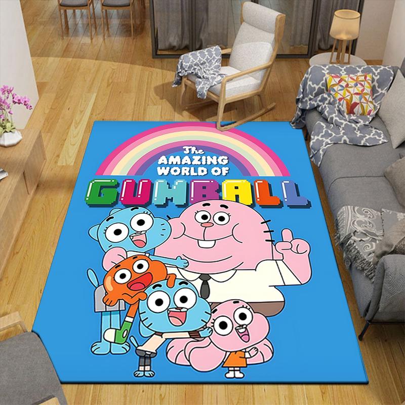 1Pc Gumball'S Colorful Friends Rug, Office Carpet Indoor Outdoor Doormat, Non-Slip, Comfortable, Living, Christmas Halloween, Xmas Gift N1224