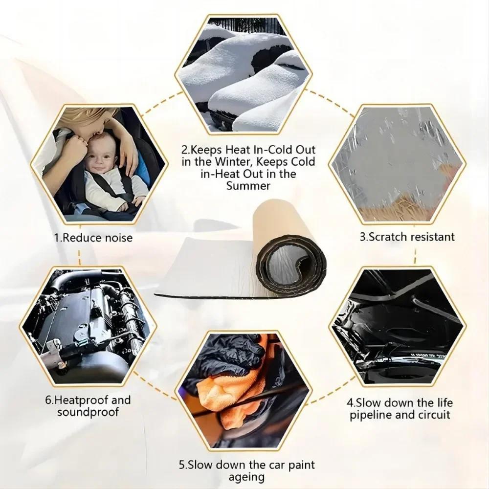 1000*500 мм 5/10 мм автомобильный шумоизоляционный коврик шумоизоляция теплоизоляция шумопоглощающий коврик капот закрытые ячейки пены аксессуары