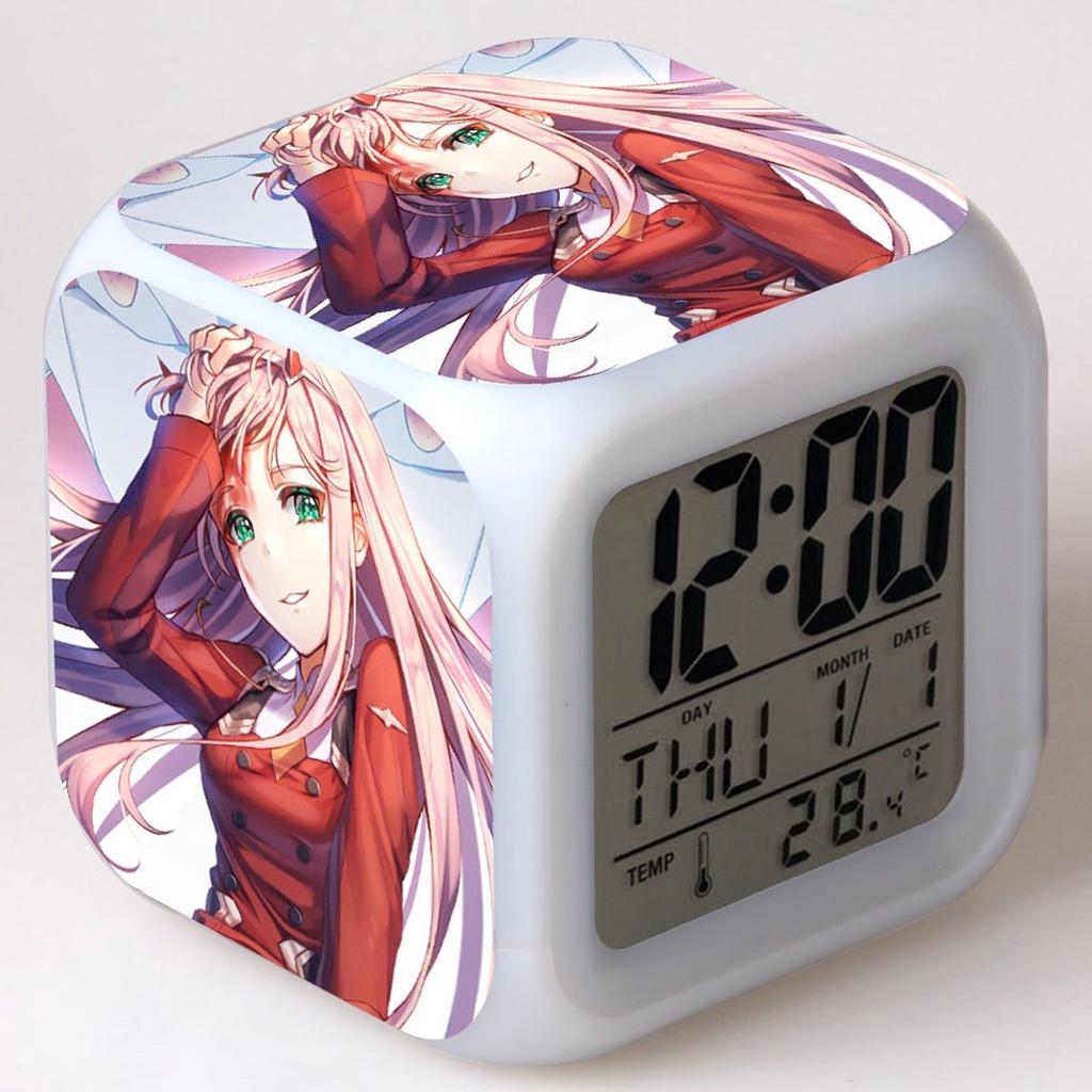 Charming Darling In The Franxx Multi-function 7color Led Alarm Watch Clock Ideal For Gifting