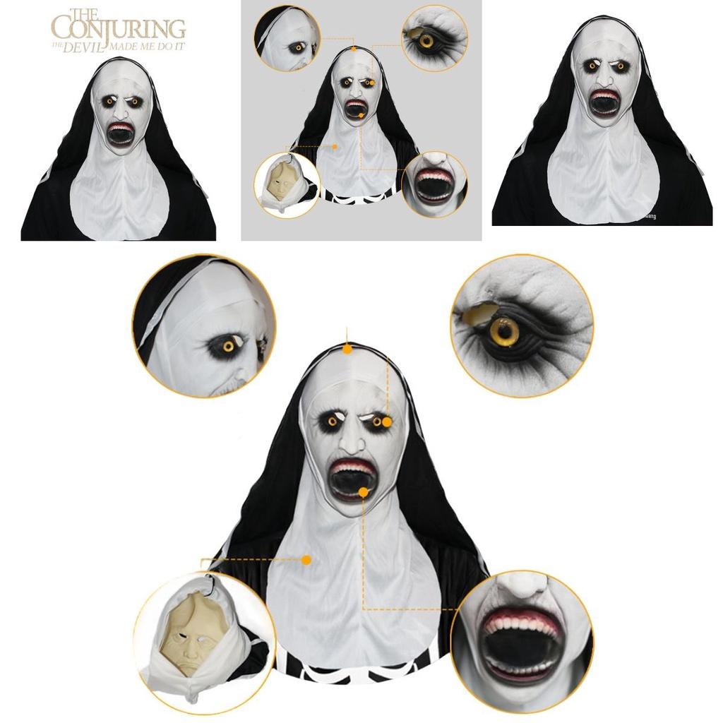 Страшная латексная маска монахини на Хэллоуин, жуткая и устрашающая, вдохновленная фильмами ужасов