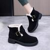 GKTINOO Snow Boots Women Cow Suede Furry Soft Sole Non-slip 2024 Winter Warm Ladies Shoes Handmade Retro Short Boots