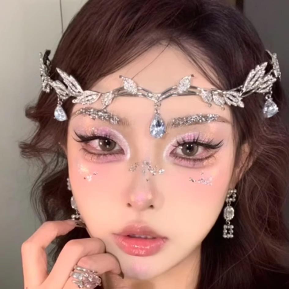 Элегантная повязка на голову с кисточкой из страз и листьями феи: Корона принцессы класса люкс для невесты