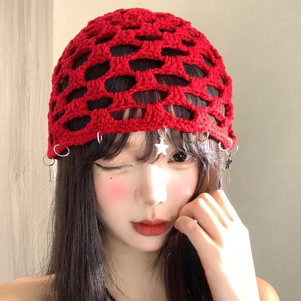 Bohemian Style Crochet Hollow Knitted Hat Hollow Out Ethnic Style Hat Cute Weave Cap Outdoor