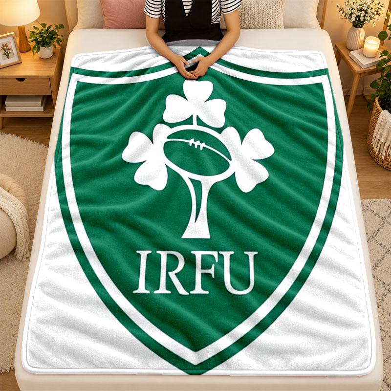 Flannel BlanketIreland Rugby Warm Soft Throw Blanket for Indoor Sofa Bed Living Room Use