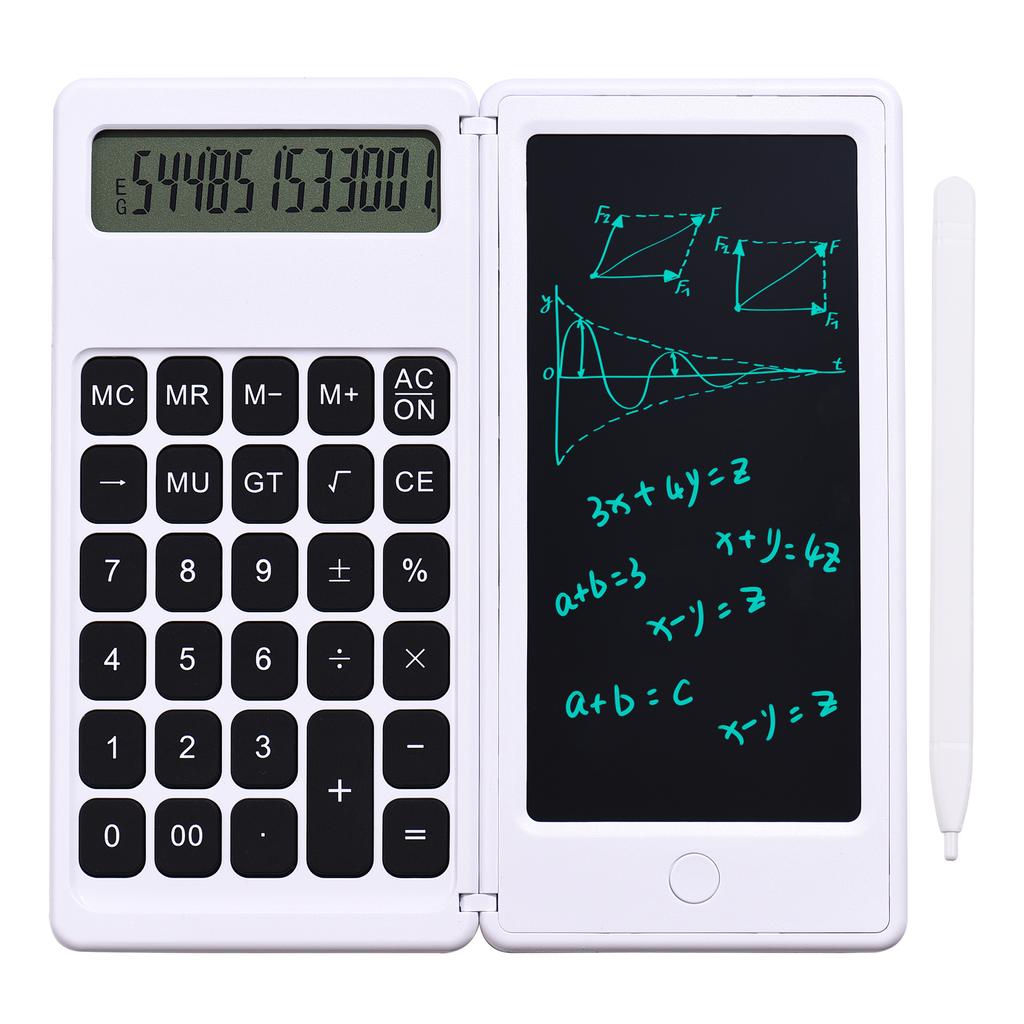 Foldable Calculator & 6 Inch LCD Writing Tablet Digital Drawing Pad 12 Digits Display with Stylus