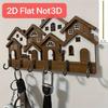 2D Flat House Key Holder Wood Decorative Key Hanger Gifts Wall Key Rack  Home Wall Decor