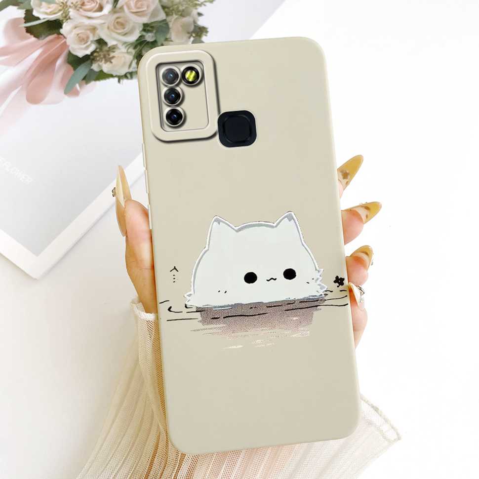 Чехол для Infinix Hot 10 Lite X657B Милый мультяшный принт кошки Силиконовая задняя крышка Чехлы для защиты телефона Infinix Hot 10Lite