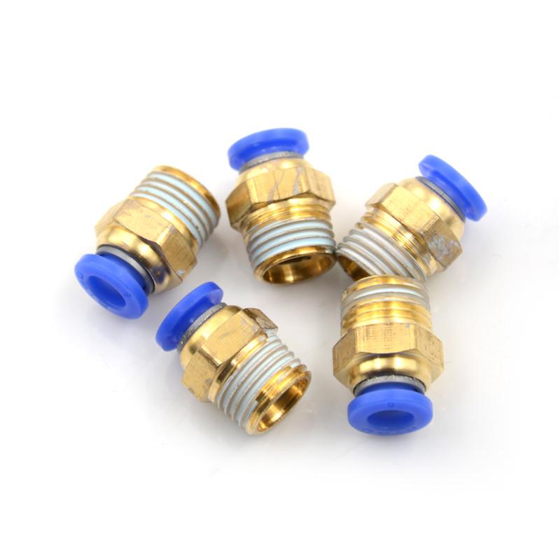 5Pcs Male 1/4" - 6Mm Straight Push In Fitting Pneumatic Push To Connect Air
