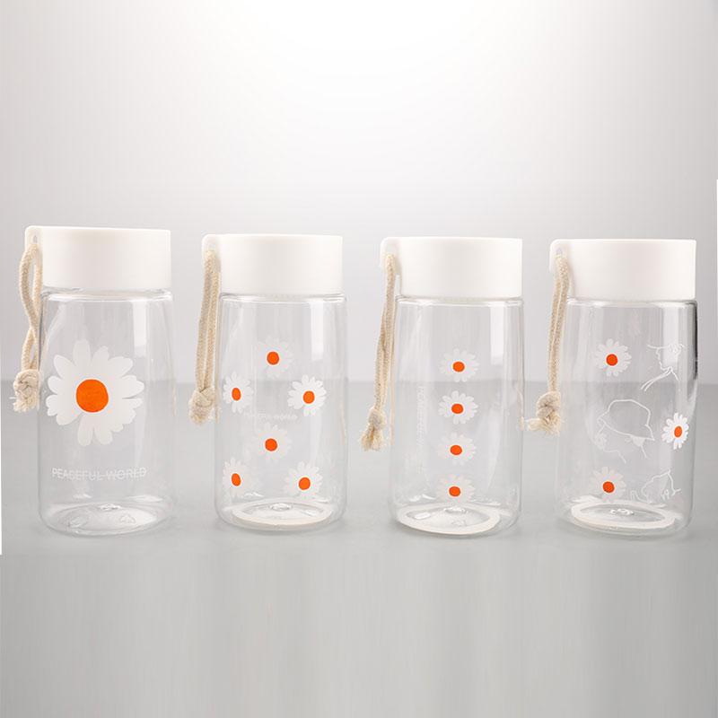 500Ml Small Daisy Transparent Plastic Water Bottles Water Bottle Portable Travel