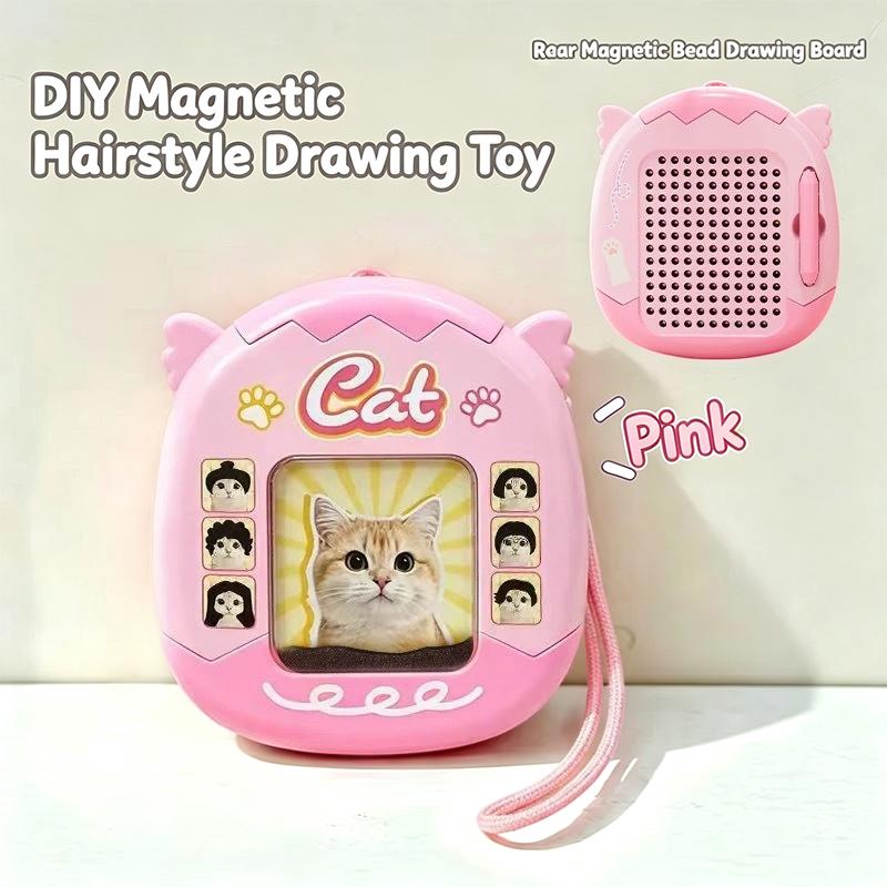 Diy Magnetic Cat Hairstyle Art Board Creative Steel Ball Drawing Toy Stress Relief Toy For Kids And Students Diy Graffiti Board