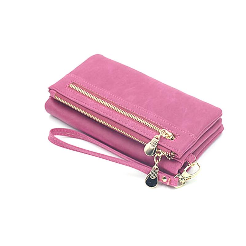 Yogodlns Vintage Frosted Leather Women Long Wallet Fashion Wristlet Clutch Purse Handbags