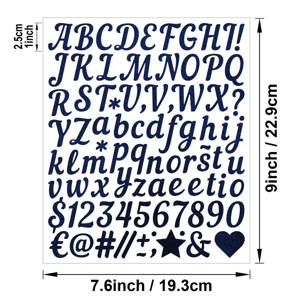 1 Inch Handwritten Letter Sticker Gold Sand Silver Sand Shiny Stout Waterproof Gift Greeting Card DIY Alphanumeric Sticker