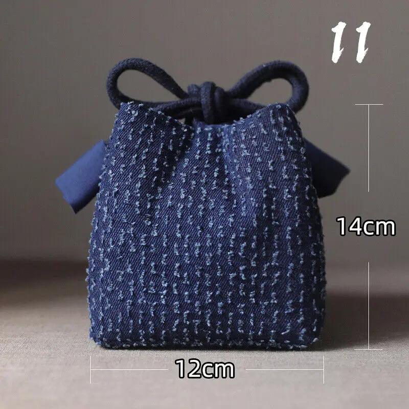 Teacup Bag Portable Travel Tea Set Storage Bag Tea Pots Four Or Six Cups Large Cloth Bag Outdoor Organizer Denim Organizer