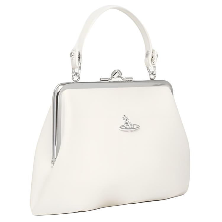Vivienne Westwood Granny Frame Polished Metal Hardware Tote Bag Women handbags Off-White 4B010007WS0021OFFWHITE