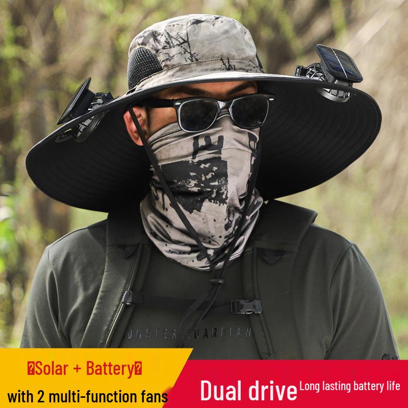 Men's Solar-Powered Cooling Hat with Fan for Outdoor Work