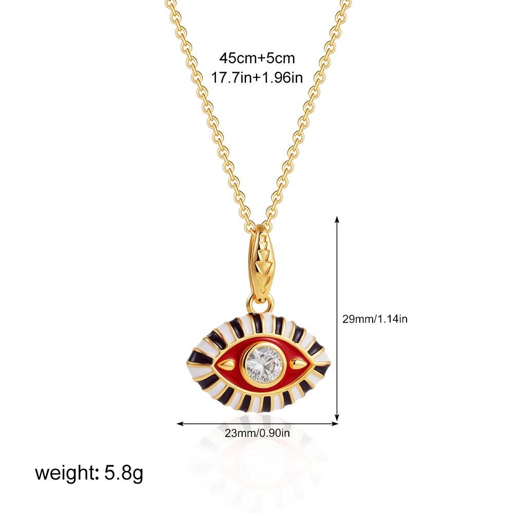 Vintage Multicolor CZ Zircon Enamel Evil Eye Pendant Necklace for Women Fashion Gold Plated Oil Drip Charm Collar Jewelry Gifts