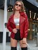 Rose Beauty A Drop Shoulder PU Leather Moto Jacket