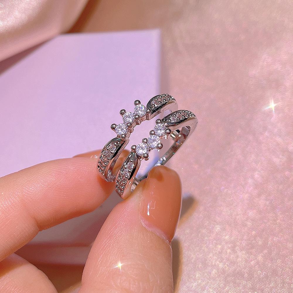 Двухслойный волнистый узор, элегантный и универсальный, европейский и американский, корейский вариант, женское кольцо, корейская мода, преувеличенное женское кольцо на указательный палец