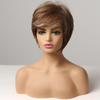 ALAN EATON Короткие прямые парики из синтетических волос с стрижкой пикси для чернокожих женщин, афро, пышные, натуральный коричневый, блондин, мелированный парик с челкой