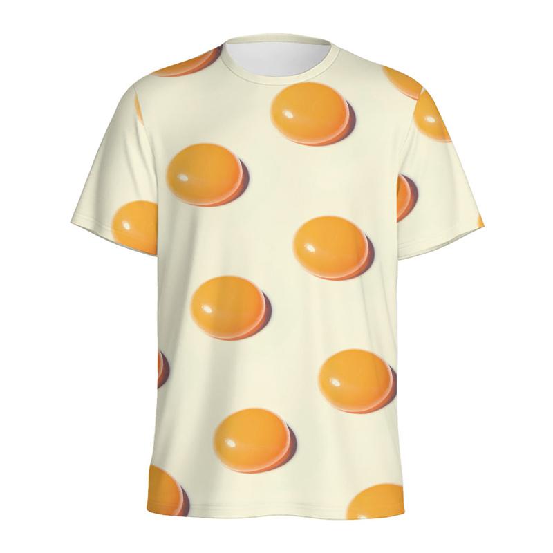 Multi Color Eggs 3D Printed T Shirt For Men Womens Kids Cartoon Fried Egg Graphic Tees Tops Short Sleeves Round Neck T-shirt