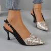 Sandals Stiletto Heels Black Shoes for Women All-Match  Summer Beige High Silver New Comfort Fashion Rhinestone Girls