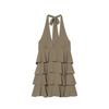 2026 INS Style Fashion Womens Halter Layered Mini Dress Solid Color Slim Fit V Neck Sleeveless