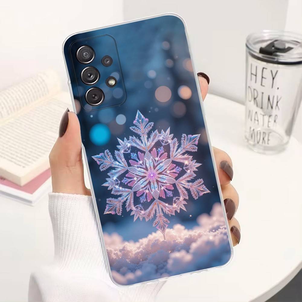 Арт Рождественские Снежинки Для Samsung A51,30,71,S9,Ultra,Lite,S23,22,21,Plus,10,20,FE, Прозрачный, Силиконовый Чехол