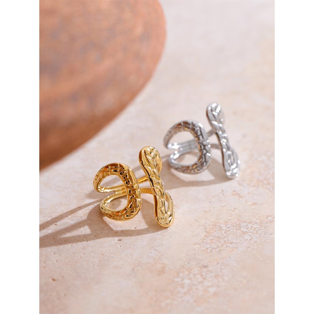 Eetit Модное регулируемое полое кольцо из нержавеющей стали с геометрическим узором 18K с покрытием PVD, индивидуальные ювелирные аксессуары, подарок