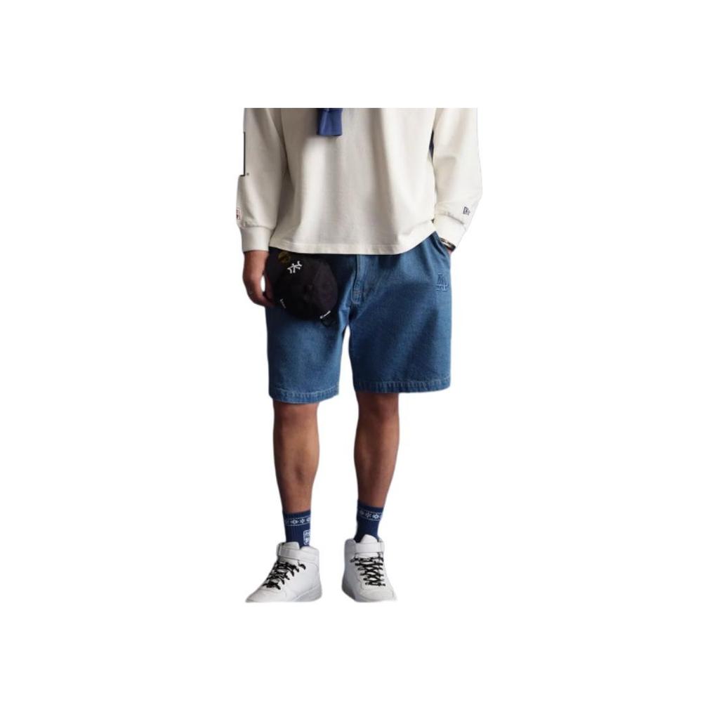 New Era SS24 MLB Серия празднования выпуска Los Angeles Dodgers Свободные джинсовые шорты на эластичной талии с вышивкой NY Унисекс шорты Синие 14341254